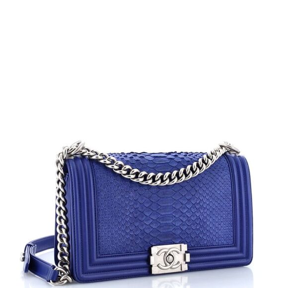 Chanel Boy Flap Bag Python Old Medium Blue - Picture 3 of 8